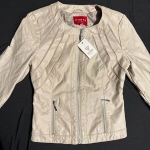 New Guess by Marciano Faux Leather Moto Zip Jacket Size 6 M